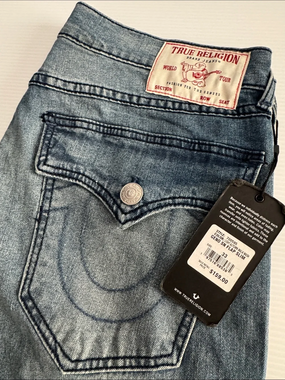 True Religion Men’s Medium Blue Slim Straight Jeans